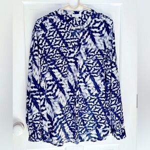 EUC Calvin Klein military-style blouse in blue and white - size XL